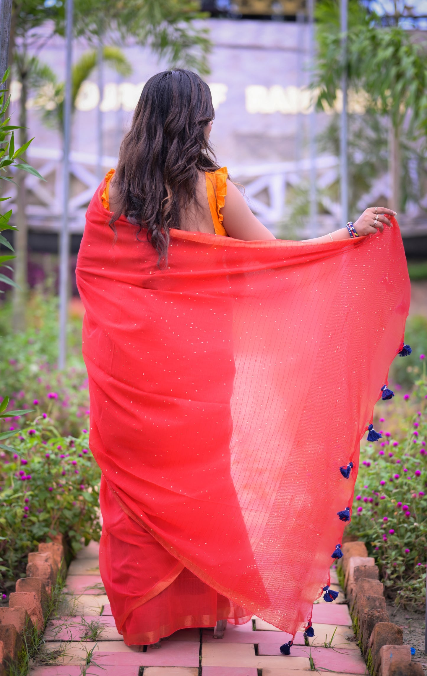 Classic Red Mull Cotton Saree with Blouse