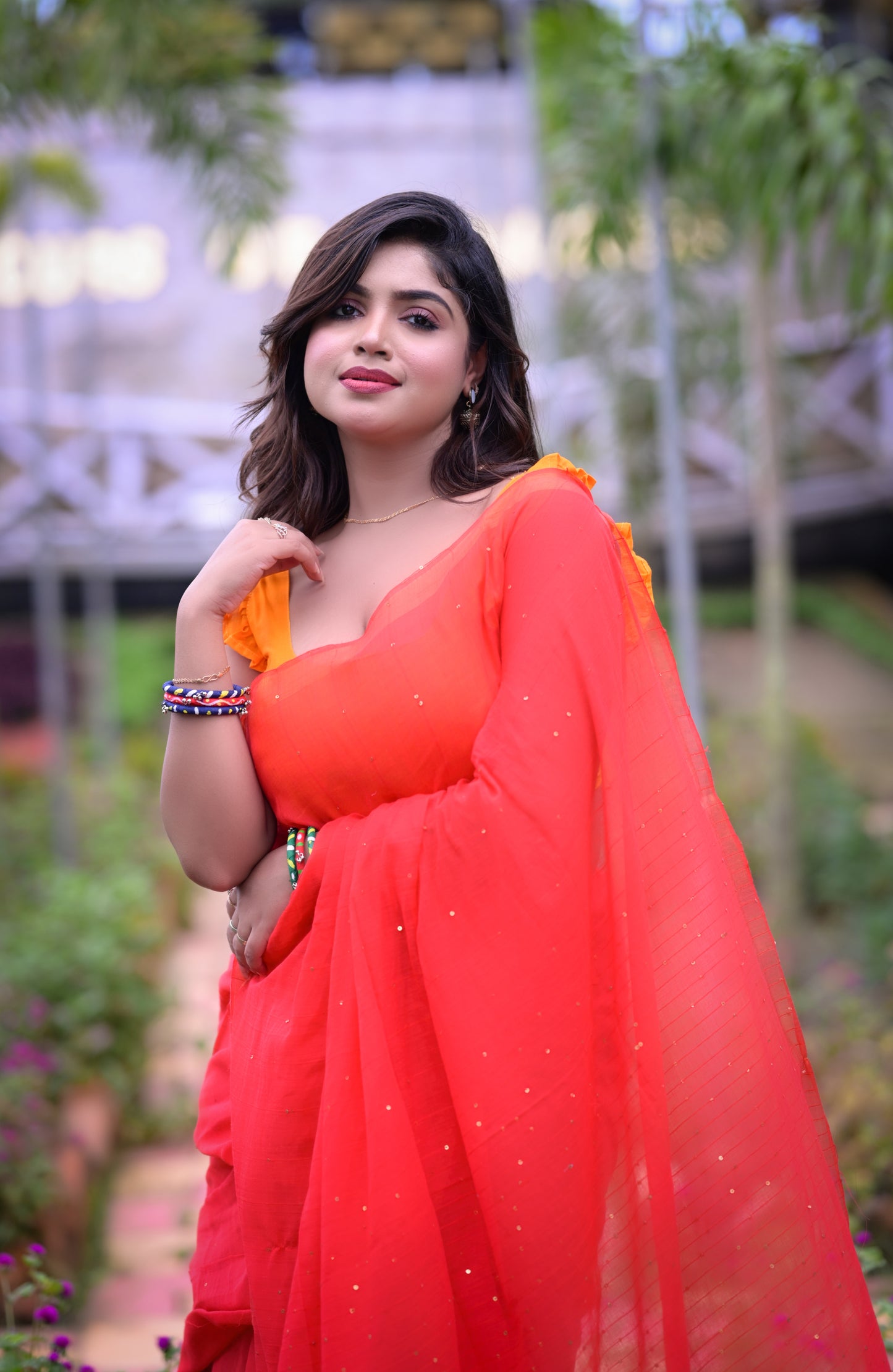 Classic Red Mull Cotton Saree with Blouse